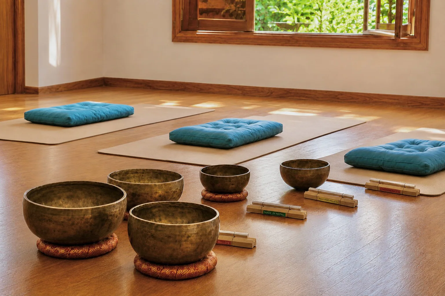 Sala preparada para una sesi&oacute;n de sonoterapia
